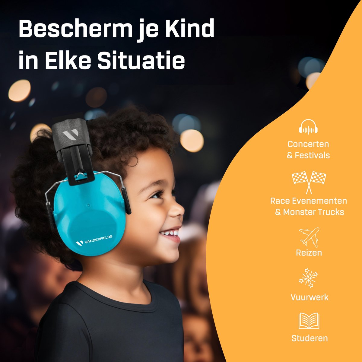 Vanderfields Gehoorbescherming Kinderen - Gehoorbeschermers Kinderen - Oorkappen Kinderen - 3-16 jaar - 26 dB - Licht Blauw - V-Star – foto 4