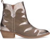 Manfield - Dames - Taupe suède cowboylaarzen met metallic details - Maat 37