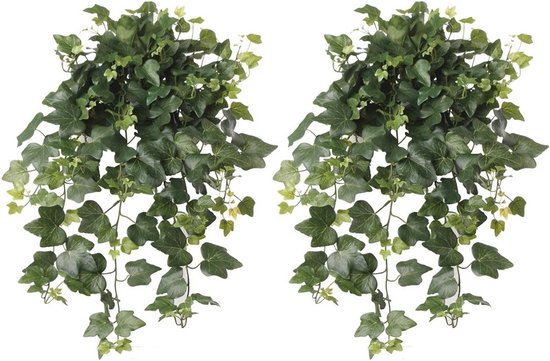 2x Groene Hedera Helix/klimop kunstplant 65 cm voor buiten - UV kunstplanten/nepplanten - Weerbestendig