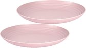 Set de 2x assiettes rondes en plastique vieux rose 25 cm - Réutilisable - Assiette plate - Assiette barbecue - Assiette camping