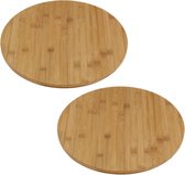 2x stuks draaiende serveerplanken bamboehout 35 cm - Pizza bord bamboe - bamboe draaiplateau