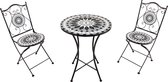 AXI Amélie 3-piece Chaise Bistrot Exterieur Mosaique Noir/Blanc- Structure en métal avec carreaux de céramique - Table Bistrot Extérieur 2 chaises et table.