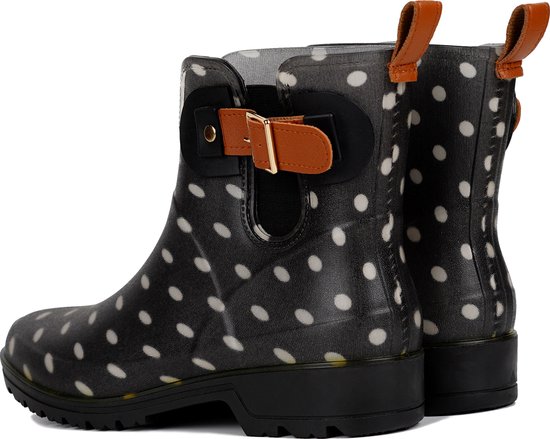 Regenlaarzen - Wellington Chelsea Laarzen - Kerstmis - Kerstfeest - Christmas Gift - Kort Boots - Waterdichte - Dames - Zwarte en witte vlekken - Maat 40