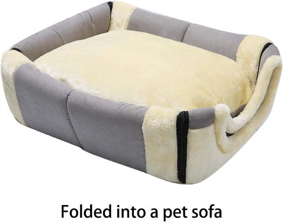 Galatée Huisje voor katten, wasbaar kattenkussen, huisdierbed met afneembaar wasbaar binnenkussen, zacht en comfortabel pluche katteniglo (S, blauw