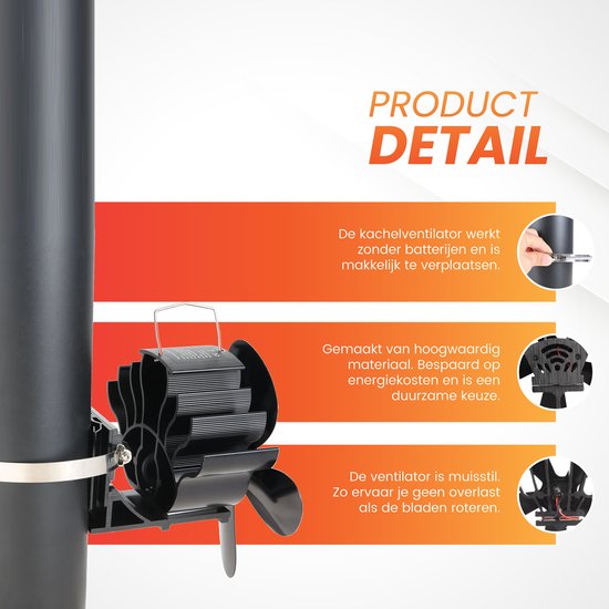 Houtkachel Ventilator 4 Bladen - Warmte Aangedreven Eco Ventilator Voor Luchtcirculatie