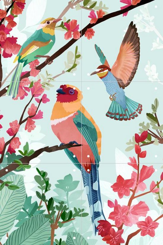 IXXI Birds of Summer - Wanddecoratie - Dieren en insecten - 40 x 60 cm