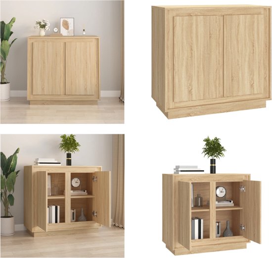 vidaXL Buffet 80x34x75 cm Bois d'ingénierie Chêne Sonoma - Buffet - Commodes - Armoire - Buffet