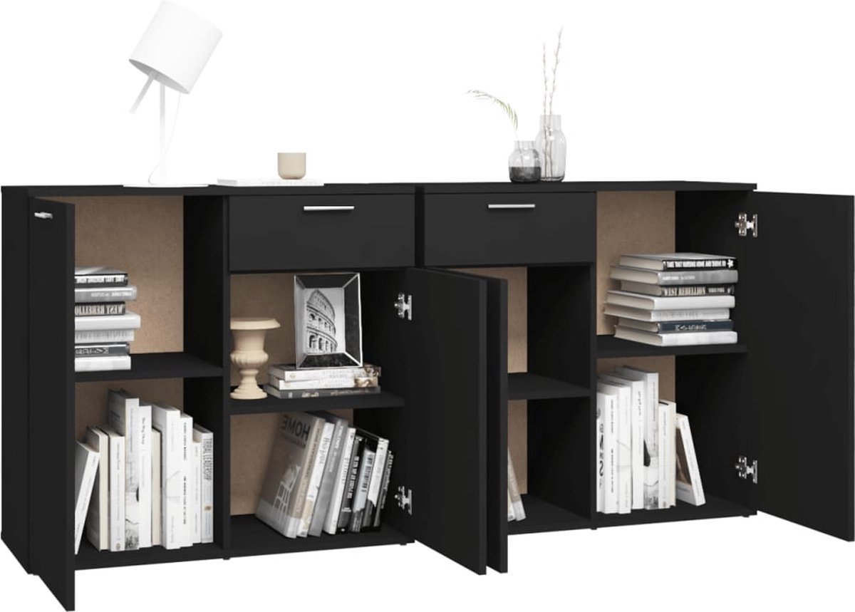 Dressoir 34,5x34x90 cm bewerkt hout zwart | -nl