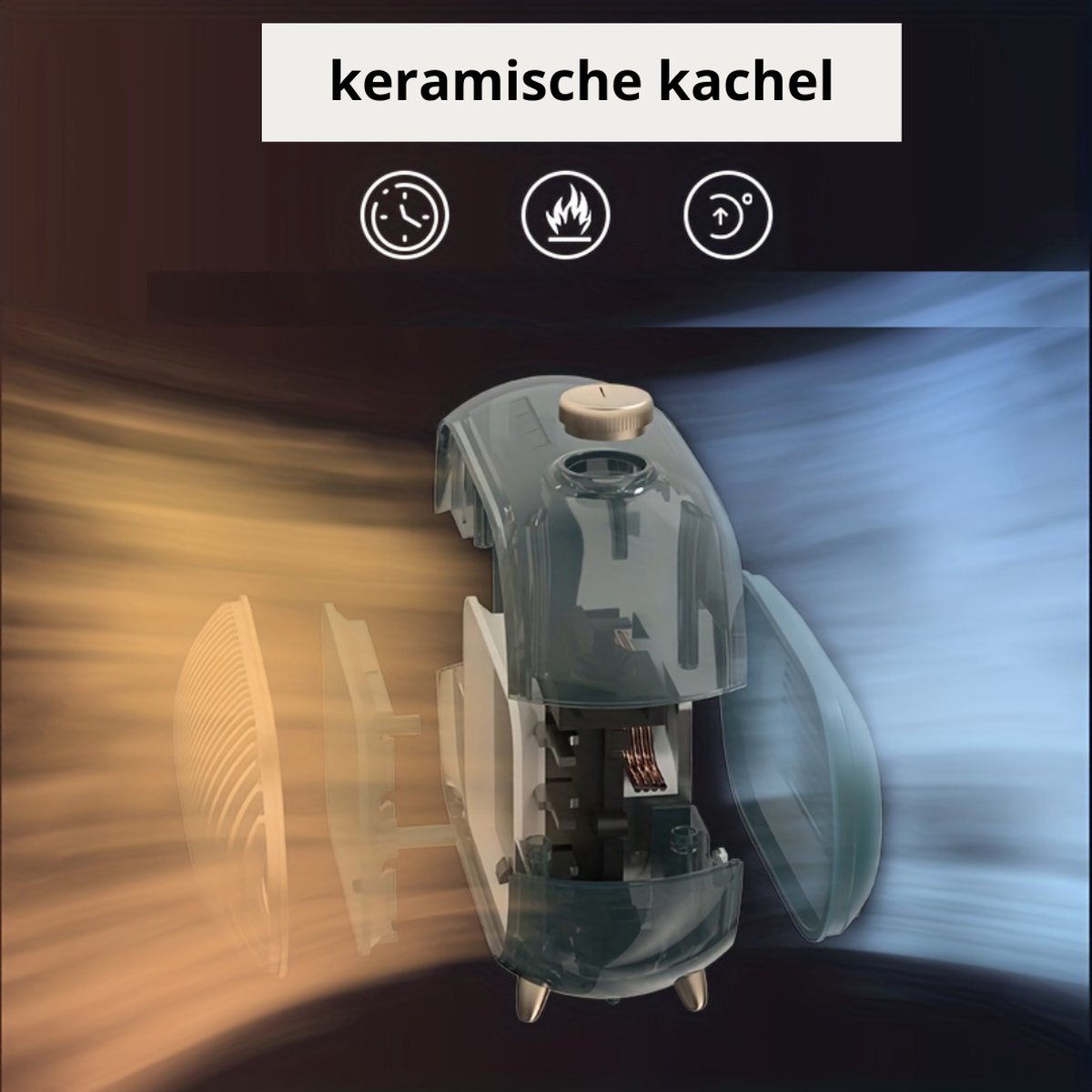 Nivard Elektrische Kachel - Haard - Heater - Mini Kachel - Draagbaar - Blauw – foto 3