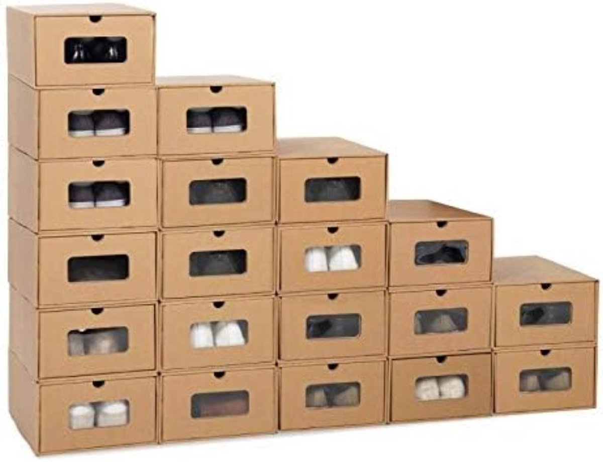 Set van 20 kartonnen schoenenopbergdozen met lade