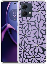 Cazy Hoesje geschikt voor Motorola Moto G84 5G Abstracte Paarse Bloemen