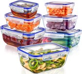 Plastic voedselopslagcontainers Set Luchtdichte containerset met deksels Voedselcontainers BPA-vrij Vaatwasmachinebestendig Geen deksel 7-pack