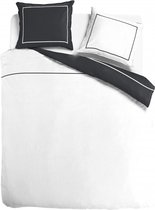 Luxe dekbedovertrek doubleface - Egyptisch percal katoen - 140x200/220 - antraciet/wit