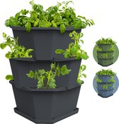 Gusta Garden - Paul Potato - Stapelbare Aardappeltoren - Tuinbak met 3 Levels - Kruidenbak - Kweekbak - Plantentoren - Antraciet