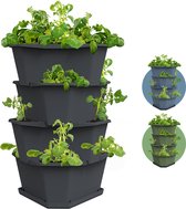 Gusta Garden - Paul Potato - Stapelbare Aardappeltoren - Tuinbak met 4 Levels - Kruidenbak - Kweekbak - Plantentoren - Antraciet