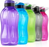 1500 ml herbruikbare waterfles met handvat, 1,5 liter draagbare sportwaterfles lekvrij, BPA-vrij, voor sportschool, camping, reizen, werk, paars