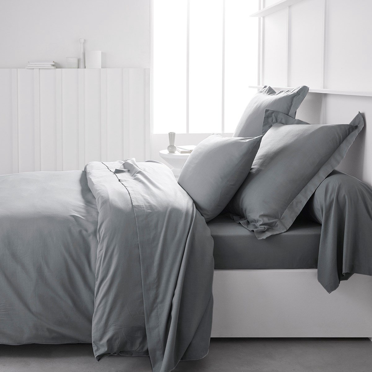 Katoen dekbedovertrek effen marble grey 240x220 100% bio katoen