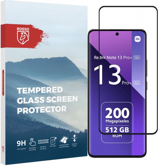 Protecteur d'écran en Tempered Glass Rosso 9H adapté pour Xiaomi Redmi Note 13 Pro+ | Lame de verre | Couche protectrice | Verre de protection | Dureté 9H