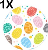 BWK Flexibele Ronde Placemat - Vrolijke Gekleurde Paas Eieren - Set van 1 Placemats - 40x40 cm - PVC Doek - Afneembaar