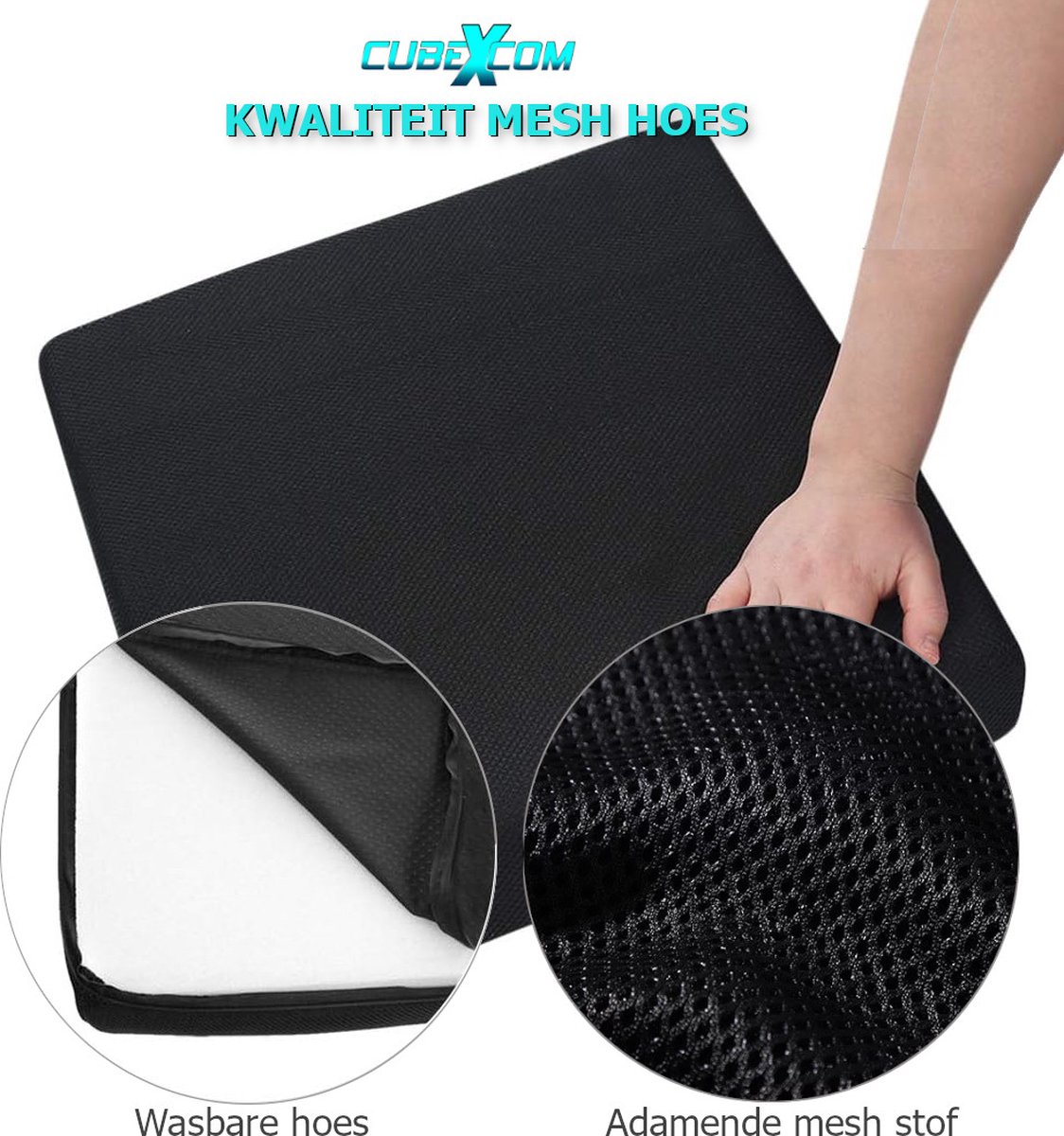CUBEXCOM® Zitkussen, Orthopedisch Ergonomisch Traagschuim Stoelkussen, Rolstoelkussen, Zitkussen Bureaustoel, Comfortabel Memory Foam Steunkussen, Wigkussen, Bureaustoelkussen, Autostoelkussen, Stuitkussen, İschiaskussen, Zwangerschapskussen,VIERKANT – foto 7
