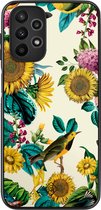 Casimoda® hoesje - Geschikt voor Samsung Galaxy A23 - Zonnebloemen / Bloemen - Zwart TPU Backcover - Bloemen - Geel