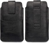 Peachy Lychee Leather Texture Universal Phone Pouch Insert Case 5,5 Pouces - 6,0 Pouces - Zwart