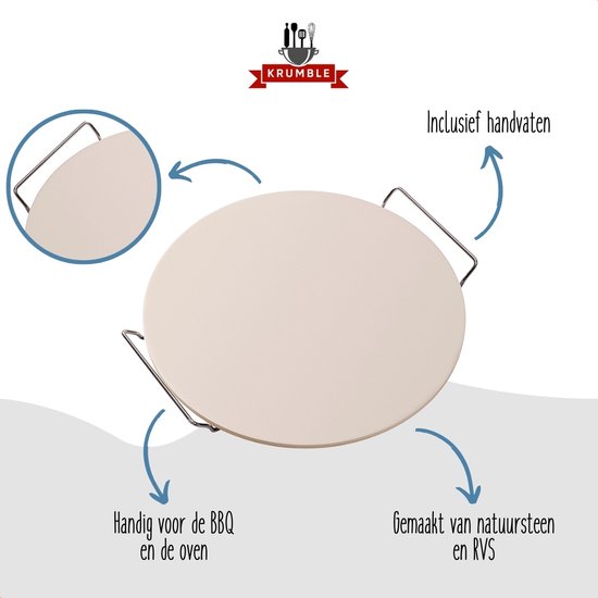 Krumble Pizzasteen BBQ & Oven - Pizza Stone Rond - Large (38 cm)