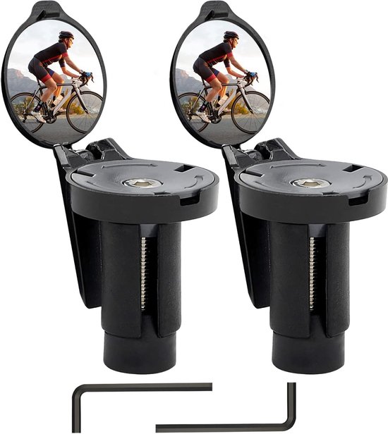 Mellystore fietsspiegels 2 stuks Achteruitkijkspiegels fietswegspiegels 360° draaibaar, eenvoudig te installeren, stevig en duurzaam, universeel geschikt voor fiets, scooter, 18-22mm stuur