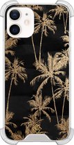 Casimoda® hoesje - Geschikt voor iPhone 12 Mini - Palmbomen - Shockproof case - Extra sterk - TPU/polycarbonaat - Zwart, Transparant
