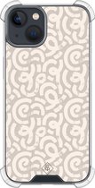 Casimoda® hoesje - Geschikt voor iPhone 13 Mini - Ivory Abstraction - Shockproof case - Extra sterk - TPU/polycarbonaat - Bruin/beige, Transparant