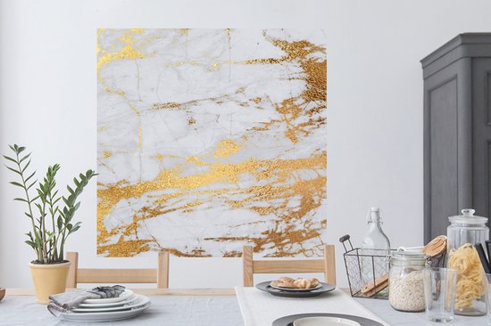 Stickers Stickers muraux - Marbre - Or - Grijs - Pierre - 120x120 cm - Feuille adhésive XXL