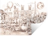 Muursticker Kinderen - Slaapkamer decoratie - Parijs - Decoratie kinderkamers - Panda - Wanddecoratie kids - Dieren - Luchtballon - 160x120 cm - Zelfklevend behangpapier - Stickerfolie