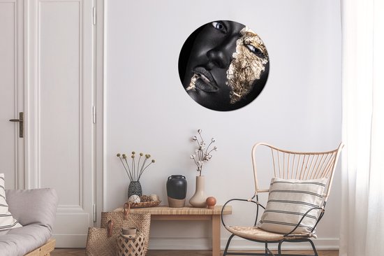 Wallpaper Circle - Femme - Or - Zwart - Peinture - 80x80 cm - Wall Circle - Auto-adhésif - Sticker Papier Peint