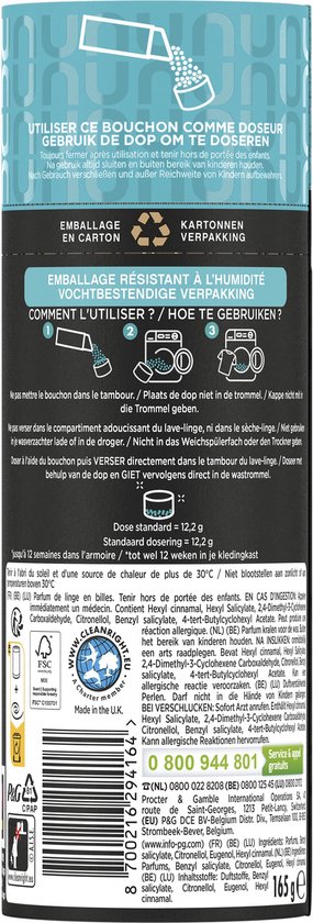 Lenor Unstoppables Fresh - Booster de parfum pour votre linge - Pack économique 6 x 165 g