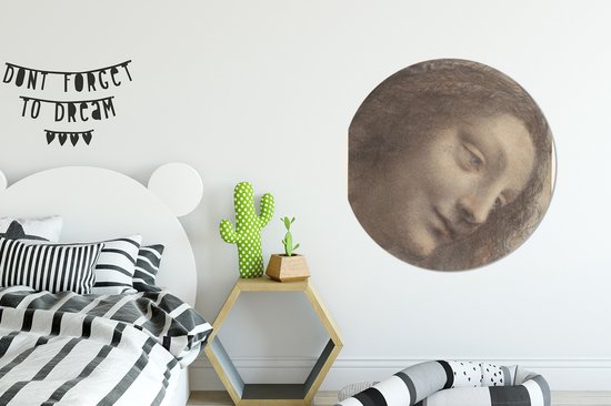 WallCircle - Wandcirkel ⌀ 90 - The Head of the Virgin - Leonardo da Vinci - Ronde schilderijen woonkamer - Wandbord rond - Muurdecoratie cirkel - Kamer decoratie binnen - Wanddecoratie muurcirkel - Woonaccessoires