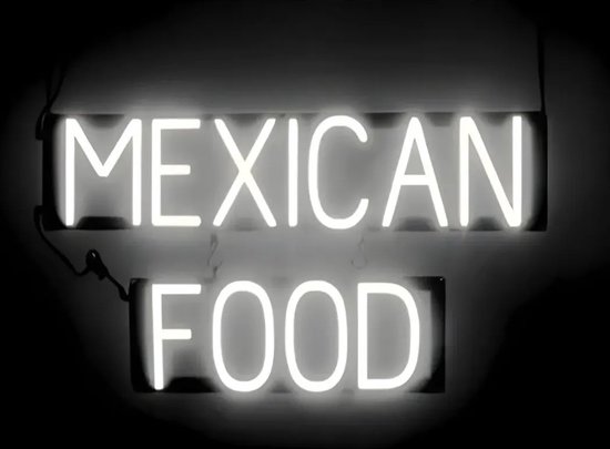 MEXICAN FOOD - Lichtreclame Neon LED bord verlicht | SpellBrite | 68 x 38 cm | 6 Dimstanden - 8 Lichtanimaties | Reclamebord neon verlichting