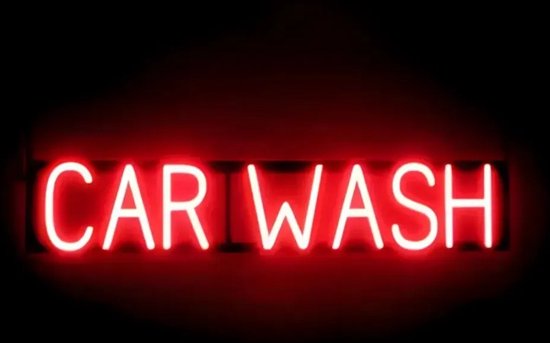 CAR WASH - Lichtreclame Neon LED bord verlicht | SpellBrite | 84 x 16 cm | 6 Dimstanden - 8 Lichtanimaties | Reclamebord neon verlichting
