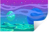 Muurstickers - Sticker Folie - Gaming - Pixel Art - Maan - 120x80 cm - Plakfolie - Muurstickers Kinderkamer - Zelfklevend Behang - Zelfklevend behangpapier - Stickerfolie