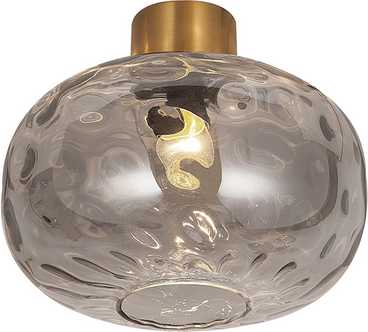 Fantasia Astrid plafondlamp E27 goud met asgrijs glas
