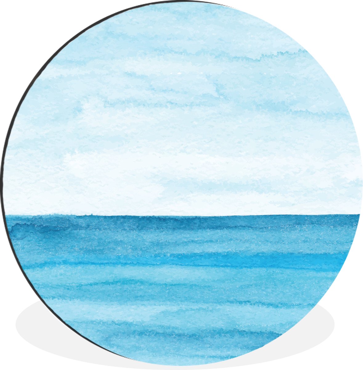 WallCircle - Wandcirkel - Muurcirkel - Zee - Waterverf - Blauw - Aluminium - Dibond - 120x120 cm - Binnen en Buiten XXL