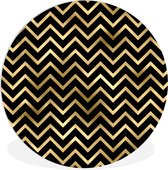 WallCircle - Wandcirkel ⌀ 60 - Patronen - Lijn - Goud - Ronde schilderijen woonkamer - Wandbord rond - Muurdecoratie cirkel - Kamer decoratie binnen - Wanddecoratie muurcirkel - Woonaccessoires