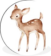 WallCircle - Cercle Mural - Cercle Mural - Cerf - Aquarelle - Wit - Aluminium - Dibond - 140x140 cm - Intérieur et Extérieur