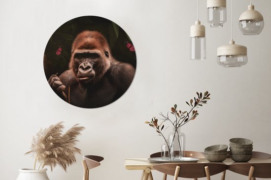 WallCircle - Cercle mural ⌀ 90 - Animaux - Papillon - Singe - Tableaux ronds salon - Plaque murale ronde - Cercle de Décoration murale - Décoration de chambre à l'intérieur - Cercle Décoration murale - Accessoires de maison