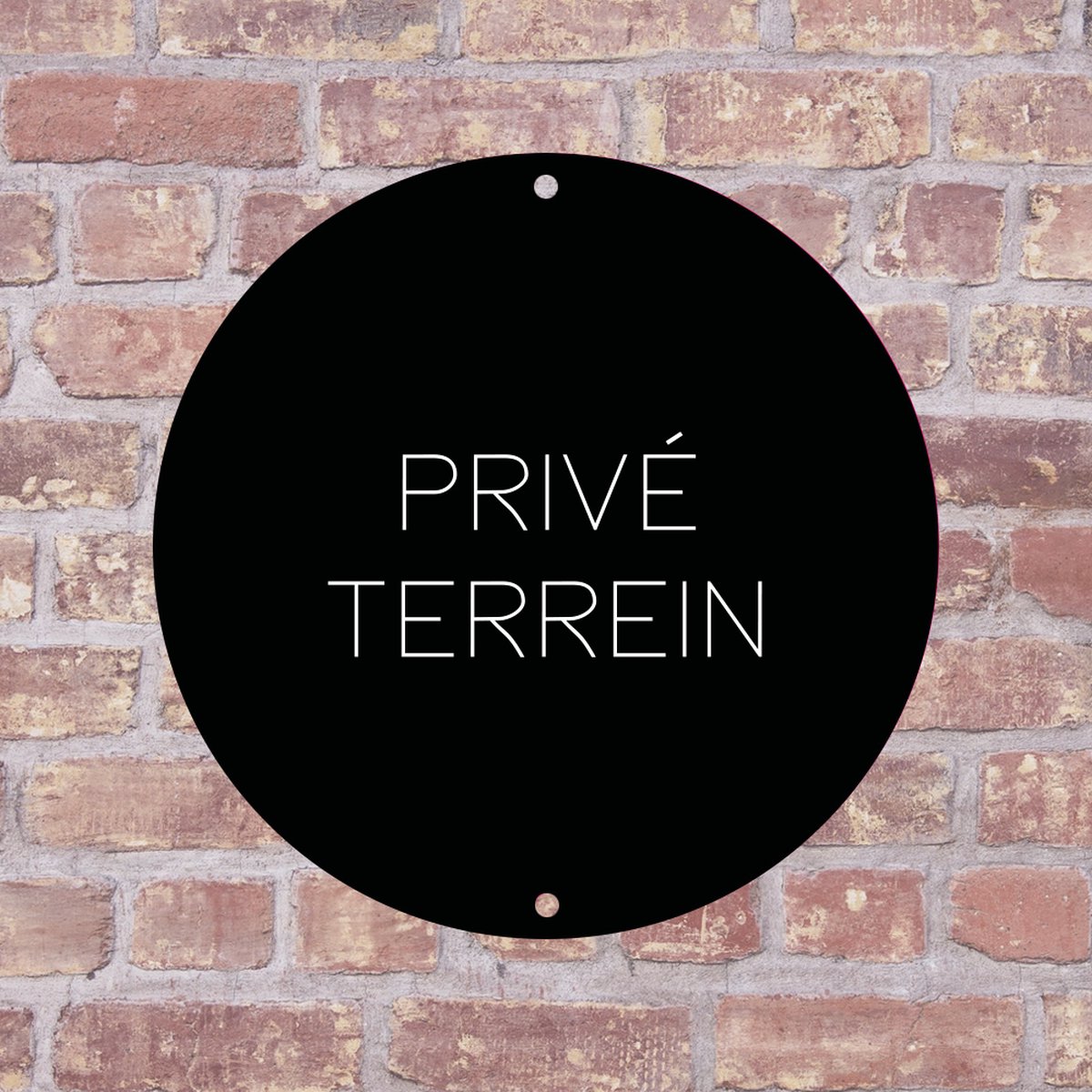 Label2X - Bordje Privé terrein 15 x 15 cm - Zwart met witte tekst - Zonder boorgaatjes - deurbord