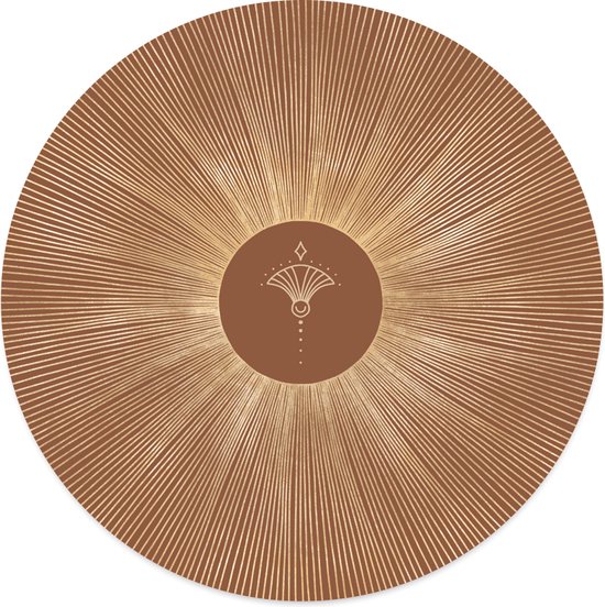 Label2X - Muurcirkel golden sun - Ø 100 cm - Forex - Multicolor - Wandcirkel - Rond Schilderij - Muurdecoratie Cirkel - Wandecoratie rond - Decoratie voor woonkamer of slaapkamer