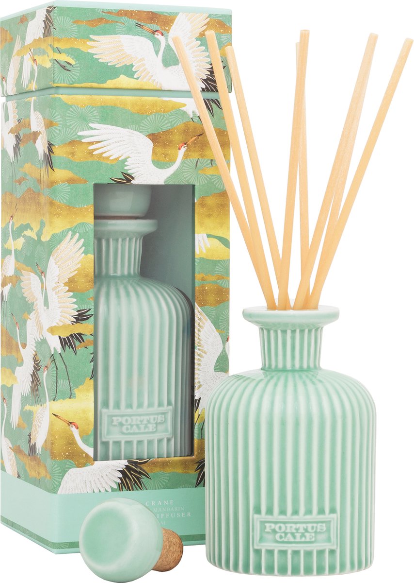 Castelbel - Geurstokjes - Portus Cale White Crane - 250ml - diffuser - in keramiek houder - Portugal - cadeau voor haar
