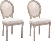Set van 2 stoelen - Riet, stof en hevea hout - Beige - ANTOINETTE L 49 cm x H 95 cm x D 57.5 cm