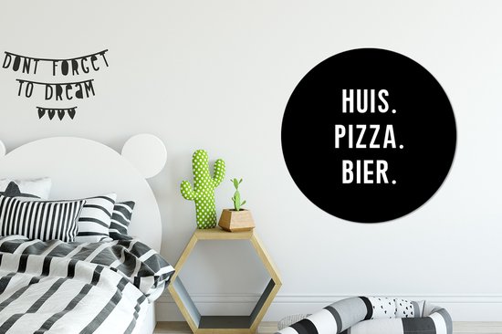 WallCircle - Wandcirkel ⌀ 90 - Quote - Bier - Eten - Ronde schilderijen woonkamer - Wandbord rond - Muurdecoratie cirkel - Kamer decoratie binnen - Wanddecoratie muurcirkel - Woonaccessoires