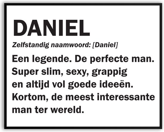 Daniel Woordenboek Fotolijst met glas 50 x 70 cm - Prachtige kwaliteit - jarig - verjaardag - kado - Canvas - incl ophangsysteem - Poster - Grappig - cadeau