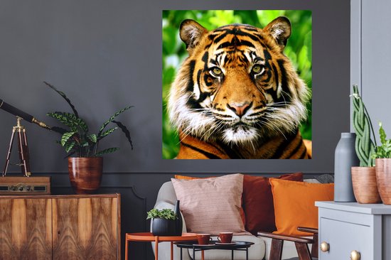 Stickers muraux - Tigre - Tête - Forêt - 100x100 cm - Film Adhésif XXL